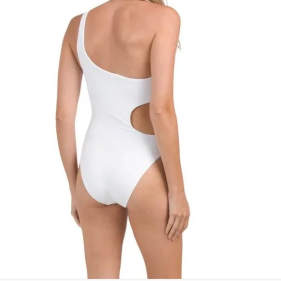 Onia One Shoulder Cut Out One Piece Swimsuit in White Womens Size Extra Small - Picture 3 of 3
